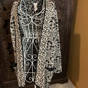 NWT Chico's Black and White Animal Print Cardigan size 2